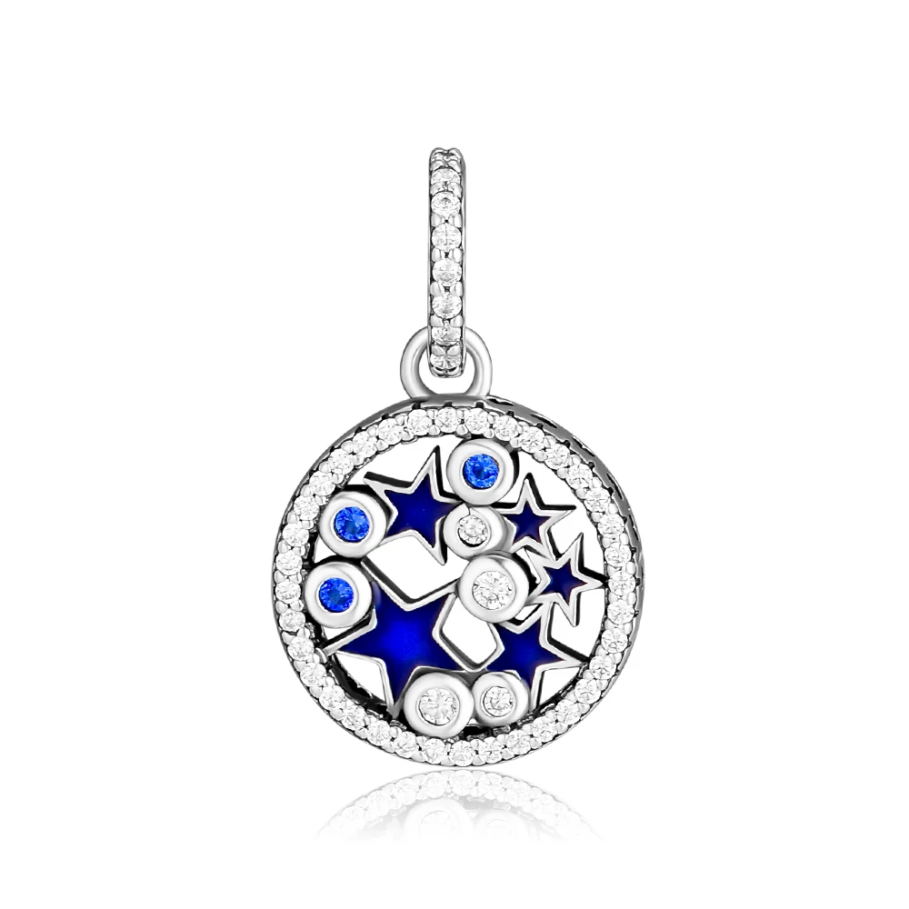 

Beads Night Sky 100% 925 Sterling Silver Blue Enamel & Clear cz Charm Beads for Jewelry Making Fit Charms Bracelets PCKA054