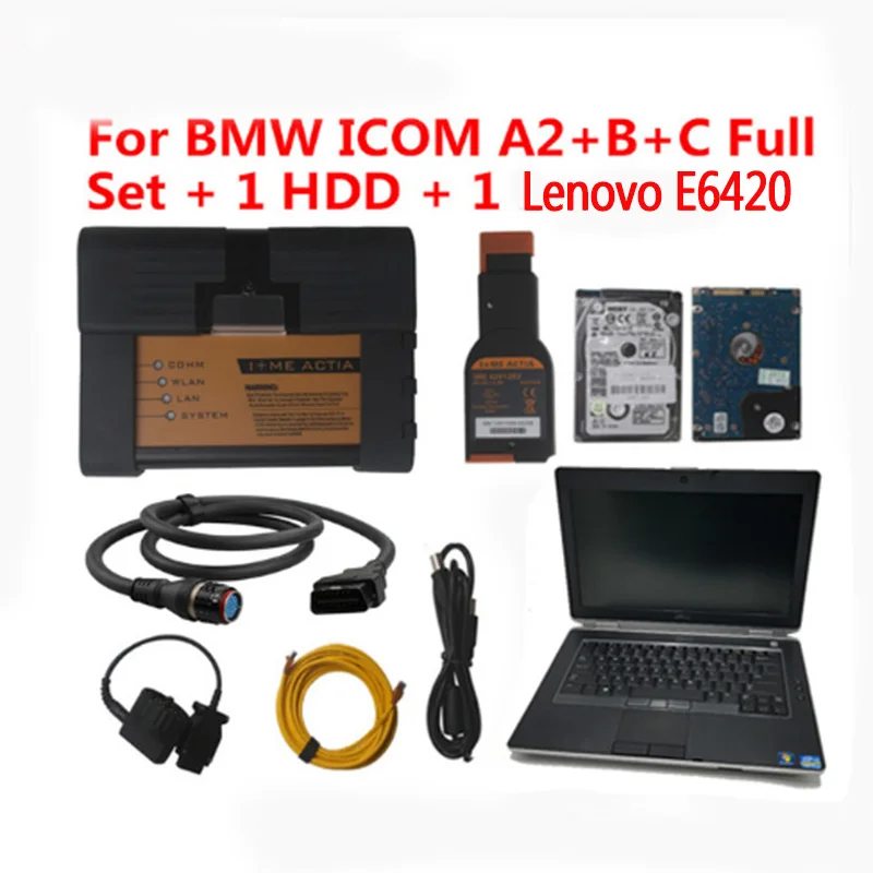 

OBD2 Icom For BMW Interface ICOM A2 B C with Lenovo E6420 Full Set Cable Car Scanner with ISTA Software 500GB HDD Replace