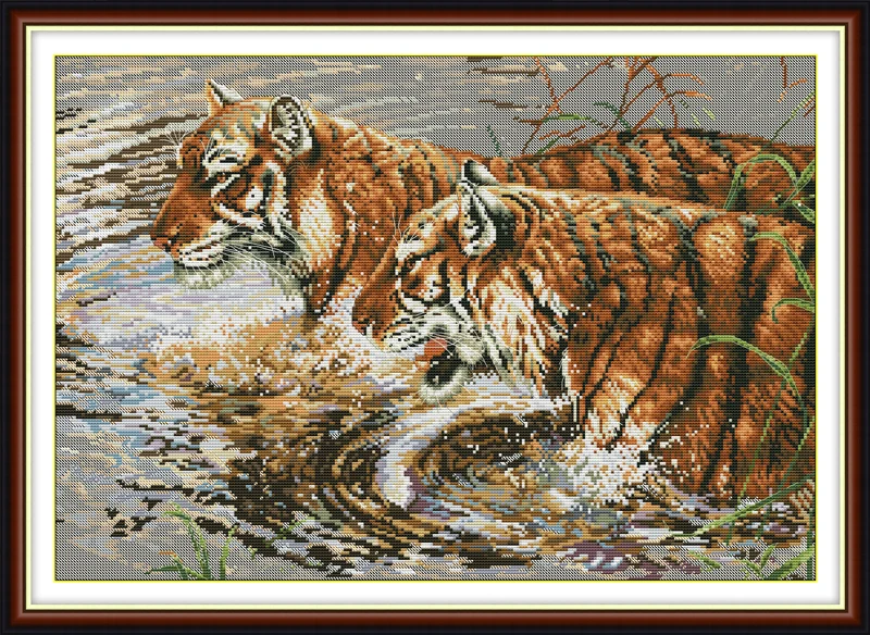 Joy Sunday Jungle beast wolf/tiger/leopard/lion DIY холст DMC Счетный Набор для вышивания крестиком Набор для вышивания рукоделие - Цвет: D169