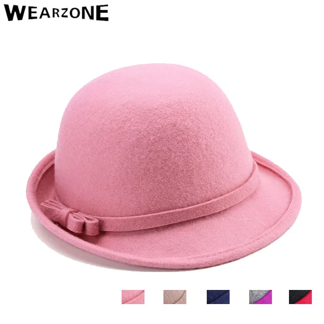 Wearzone Женская 100% котелок из шерсти флоппи винтажная шляпа с бантом женская