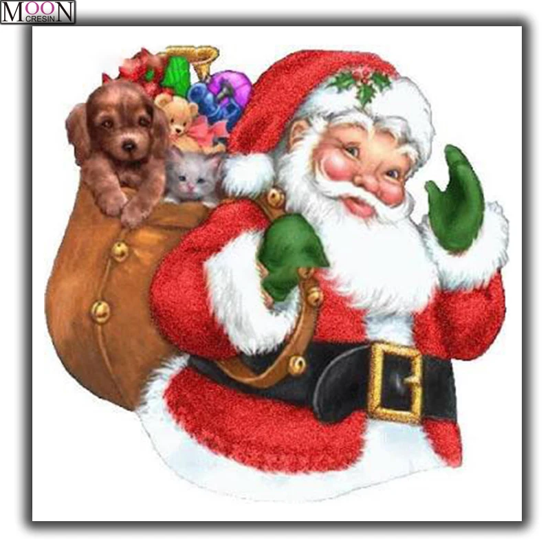 

MOONCRESIN Christmas Diamond Embroidery Santa Claus Gift Cartoon Diamond Painting Cross Stitch Square Rhinestone Mosaic handmade