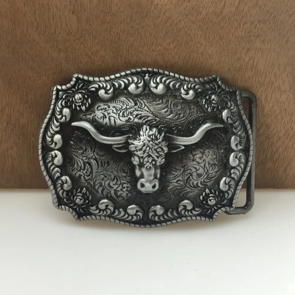 

BuckleClub retro zinc alloy western bull head jeans gift cowboy belt buckle FP-03522-1 for men 4cm width loop drop shipping