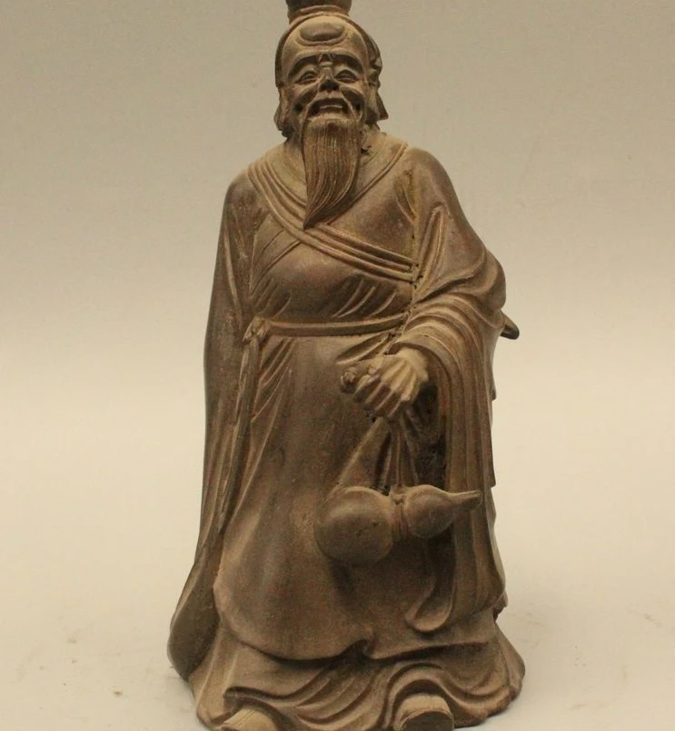 6" Chinese Taoism Pure Bronze Stand ideologist philosopher Li Erh Lao Zi Statue | Дом и сад