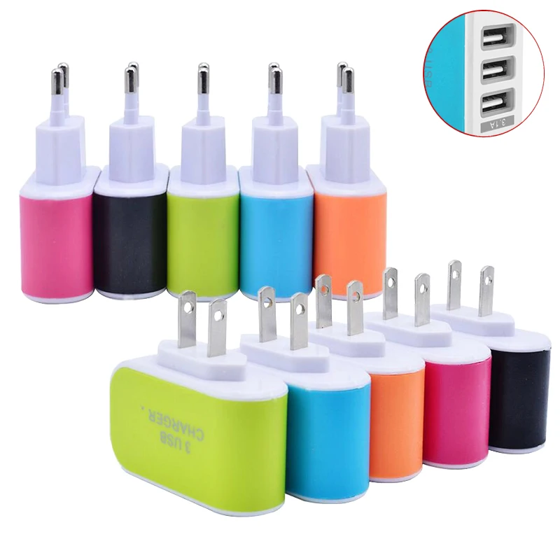 Multiple USB Charger with Cable for Xiaomi iPhone 5 6 7 Galaxy S7 Mi HTC 3 Port Travel Wall Chargers EU/US Plug | Мобильные телефоны