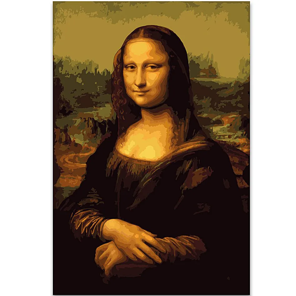 

RIHE Mona Lisa-DIY Painting By Numbers Kit for Kids,Modern Wall Art Picture,Canvas Paint By Number, Acrylic Paint 40X50cm