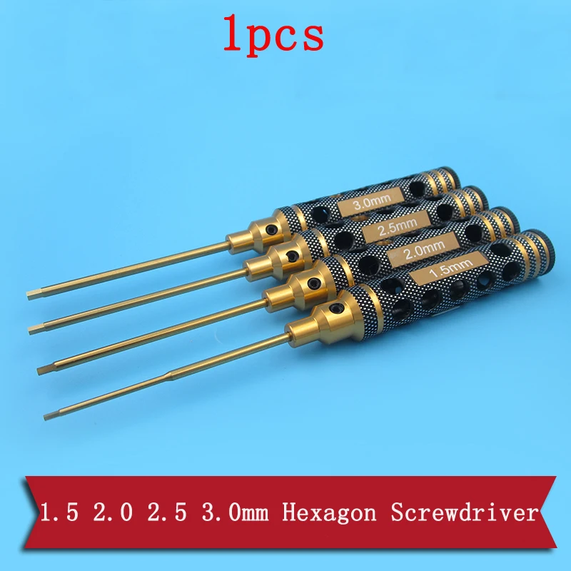 

1pcs 1.5 2.0 2.5 3.0mm Hexagon Screwdriver Inner Hexagon Socket Screw Driver Set Titanium Plated Cutter Head for RC DIY Toy Cars