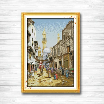 

Exotic scenery street decor painting dmc 14CT 11CT counted cross stitch Needlework Set Embroidery kits chinese cross stitch