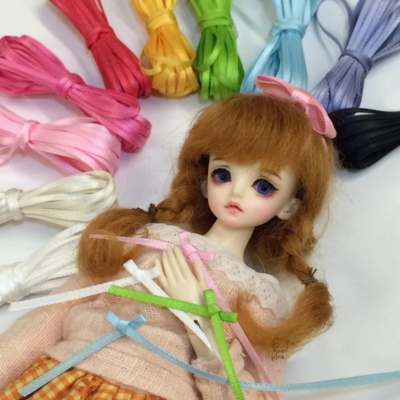 1 шт. = 5 м разных цветов супер тонкий шелк ленты 2 мм лента для Блит аксессуары для кукол ручной работы DIY Кукла Одежда Материал