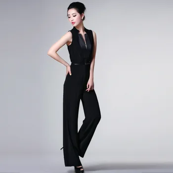 

2017 Spring and Summer long jumpsuits European stand collar women's fashion jumpsuits with belt NW13B0134