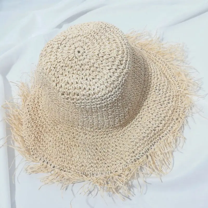 Бренд, винтажные уличные солнечные шляпы с кисточками, бумажные соломенные шляпы для женщин, летняя шляпа, Панама, женская пляжная шляпа от солнца - Цвет: Хаки