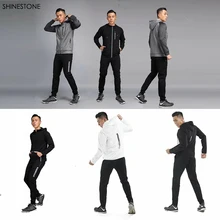 SHINESTONE осенний и зимний мужской тренировочный костюм с длинными рукавами дизайн полиэстер спортивный набор для бега на молнии