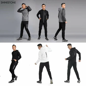 

SHINESTONE Autumn and winter men's long-sleeved training suit new design 100% Polyester Sports running set with zipper