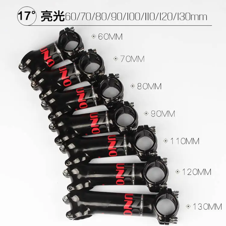 

UNO 17 Degree 31.8mm*70-130mm Bike Stem Gloss Black Al Alloy MTB Mountain Road Bicycle Handlebar Stems 28.6mm Fork Clamp Dia.