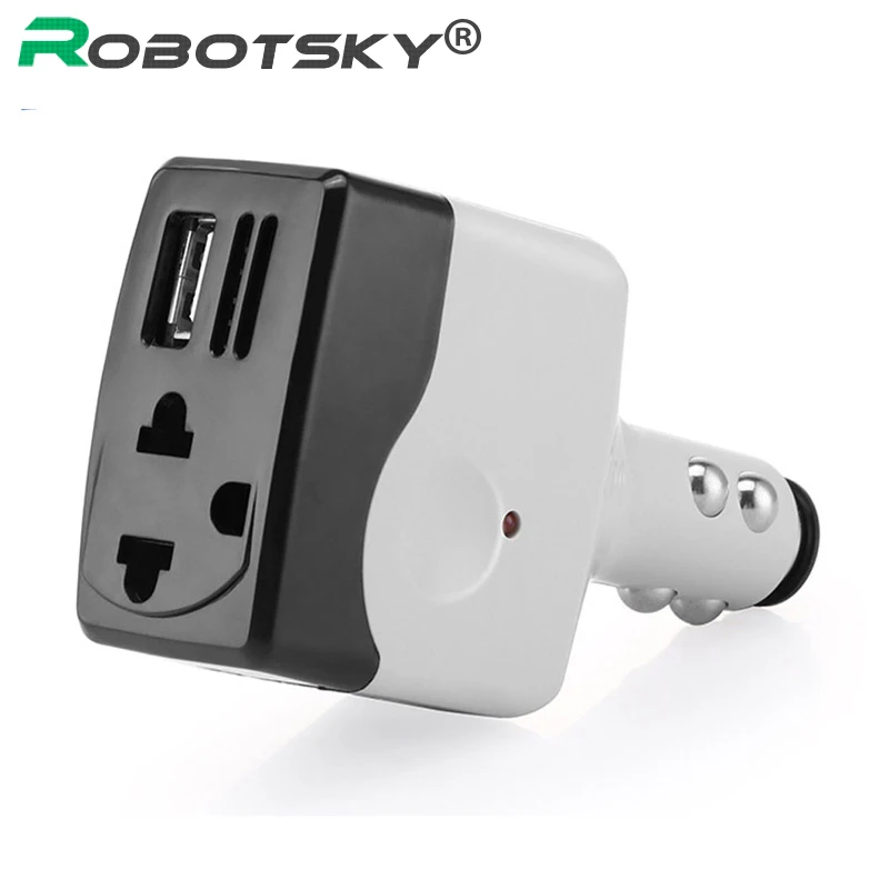 DC 12V to AC 220V Car Charger for Smartphone Tablet Power Inverter 6W Converter Modified Sine Wave Power with USB Output