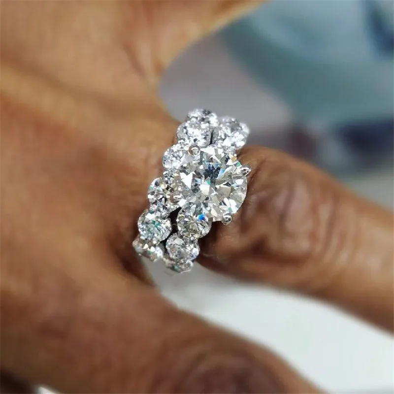 Vecalon, классическое женское кольцо, набор, серебро 925 пробы, AAAAA, Cz, ювелирное изделие, массивные, вечерние, обручальное кольцо, кольца для женщин, для невесты