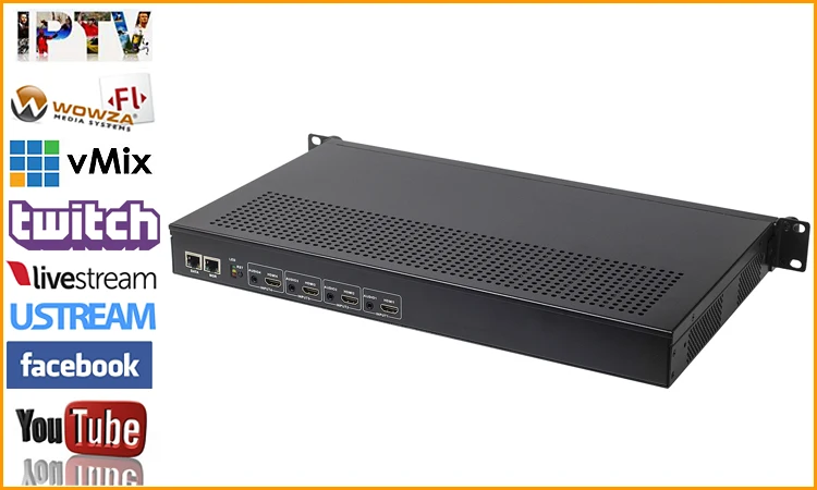 1U Rack HEVC H.265 H.264 HDMI Video Stream Encoder Live Streaming HD IPTV Encoder 4 Channels HDMI To HTTP RTSP RTMP M3U8 Encoder