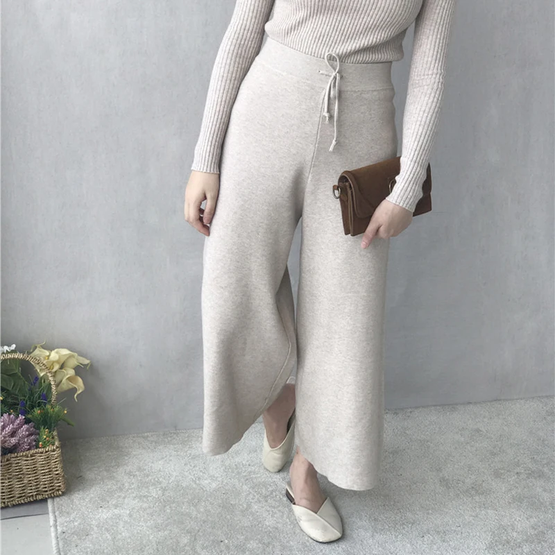 Atan Arriba Casual Femeninos Mujeres De Pantalón Ancha Oscuro verde Punto Otoño Tobillo Del Militar caqui gris Alta 2017 gris Negro longitud Fincati Pantalones Gama Pierna La Para Invierno Oficina Estilo Cintura ngw0zcTwq