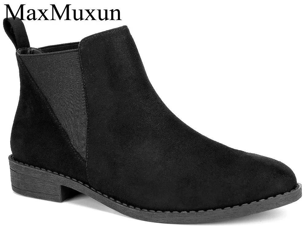 

MaxMuxun 2018 New Arrival Ankle Boots Women Shoes Spring Autumn Women Boots Med Heels Rond Toe Woman Schoenen