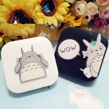 Cena LIUSVENTINA Przenośny DIY Akrylowy śliczny Totoro Kontakt Futerał Na Okulary Box Pojemnik Z Lustrem Na Kolorowe Soczewki Prezent Dla Dzieci