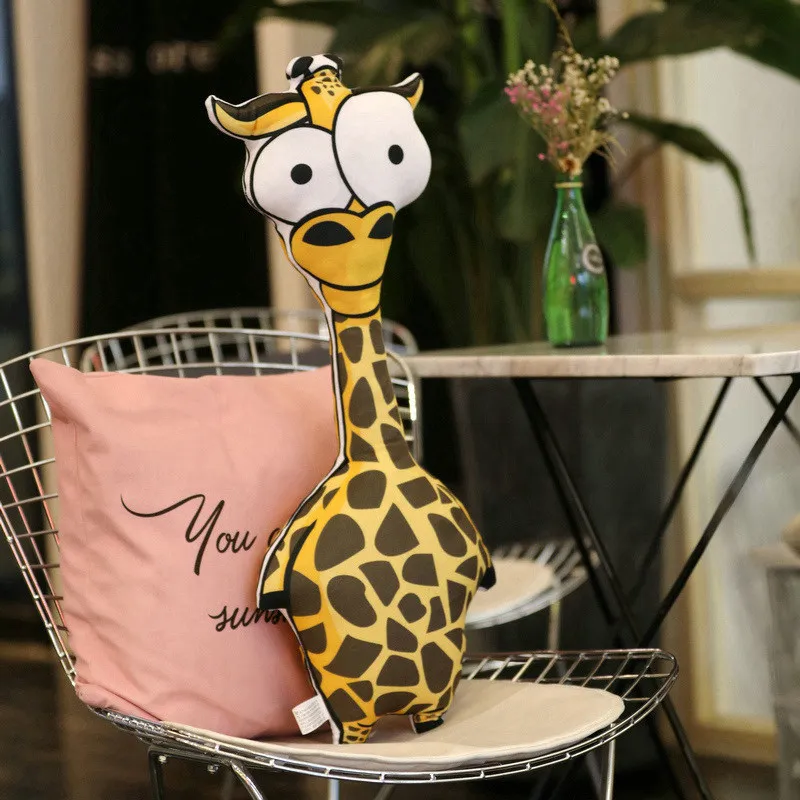 9 стилей, милые игрушки с животными из мультфильмов для подушки, слон, жираф, Зебра, фламинго, Плюшевые Игрушки для маленьких девочек, подарок на день рождения, мягкая подушка, домашний декор - Цвет: giraffe-1