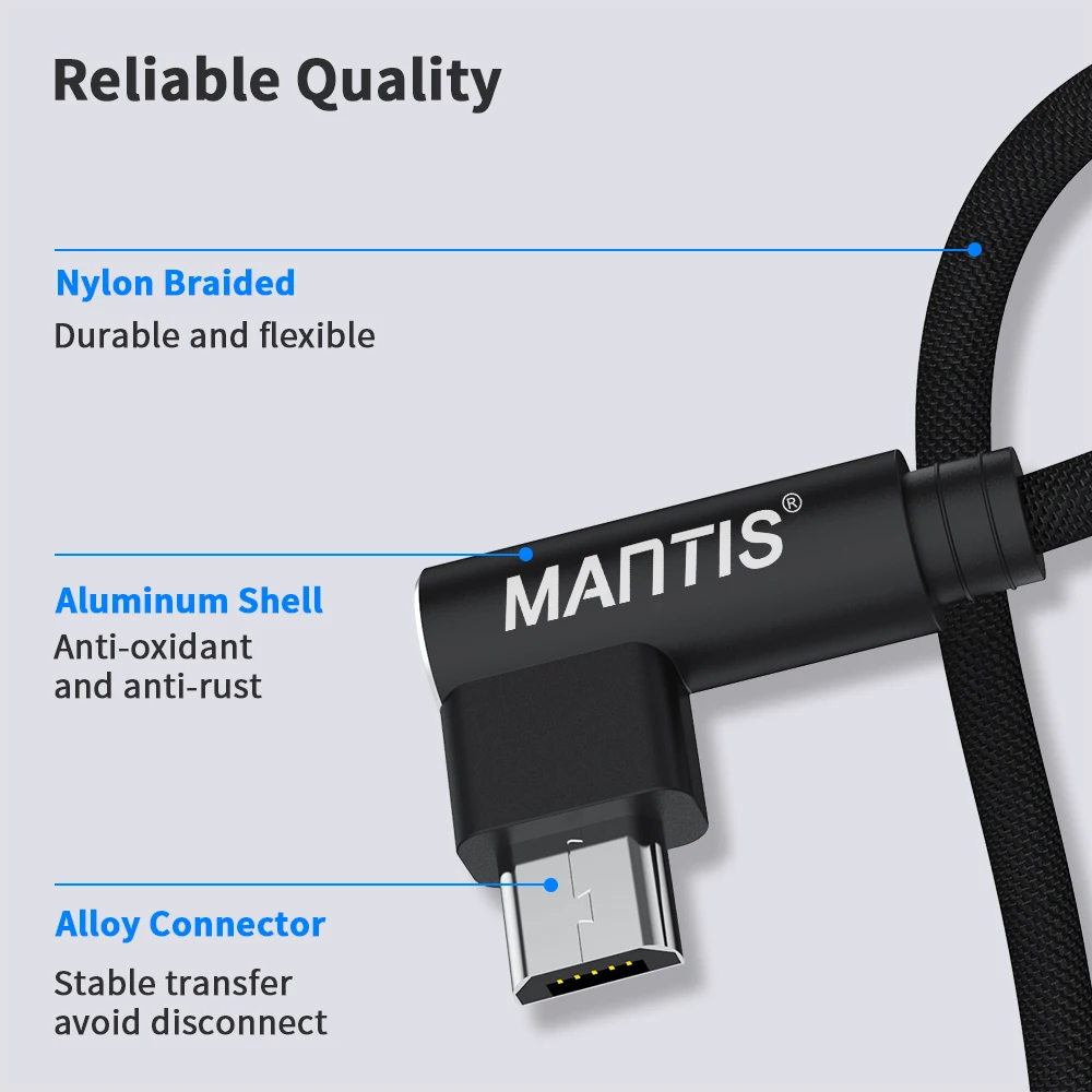 MANTIS Micro USB Cable 2.4A Nylon Fast Charge USB Data Cable For Samsung S7 Xiaomi Redmi Android Mobile Phone USB Charging Cord 4