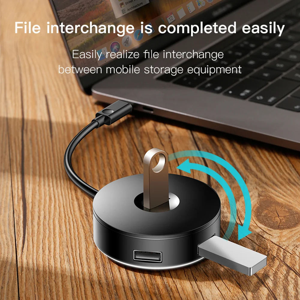

USB HUB 4 USB Ports HUB Smart Adapter 3.0 Or Type C To USB3.0+USB2.0 For MacBook Laptop Mobile Hard Disk For PC Accessories