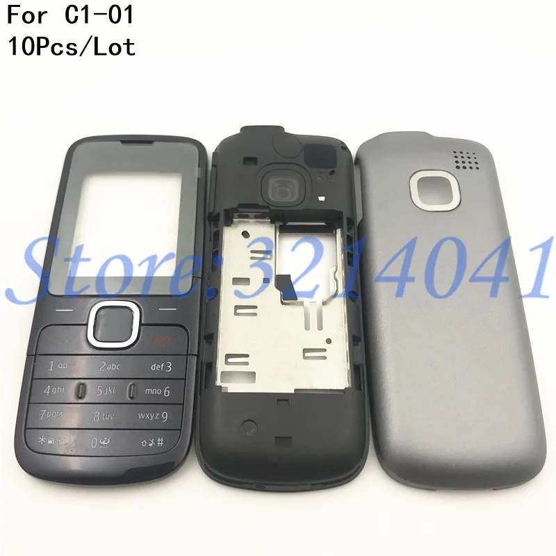 10 шт./лот полный Корпус чехол для Nokia C1-01 Батарея чехол с английской клавиатуры