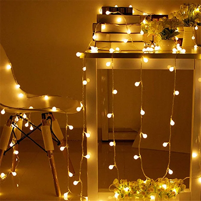 1.5M 3M 6M 10M Fairy Garland LED Ball String Lights Waterproof For Christmas Tree Wedding Home Indoor Decoration Battery Powered 1m 3m 6m fairy lights led snowflake string lights for christmas tree wedding home indoor decoration battery operated garland