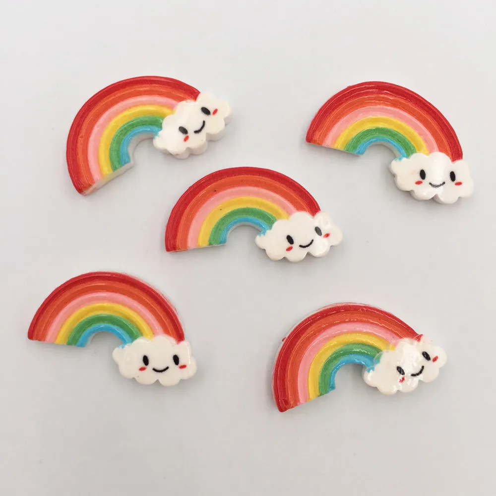 New DIY 10PCS Hand painted Resin Smile rainbow flatback stone Scrapbook handmade ornaments buttons PF165 | Украшения и аксессуары