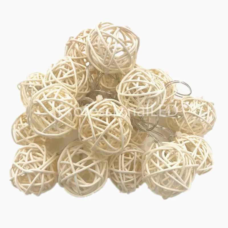 2M Rattan Ball USB 5V 20LED String Light Warm White Fairy Light Holiday Light For Party Christmas Wedding Home Decoration