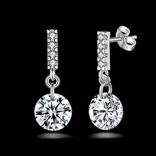 2018 Fashion Jewelry 925 Sterling Silver Earring For Women Crystal Drop Earrings Stone Pendientes Mujer Moda Earring