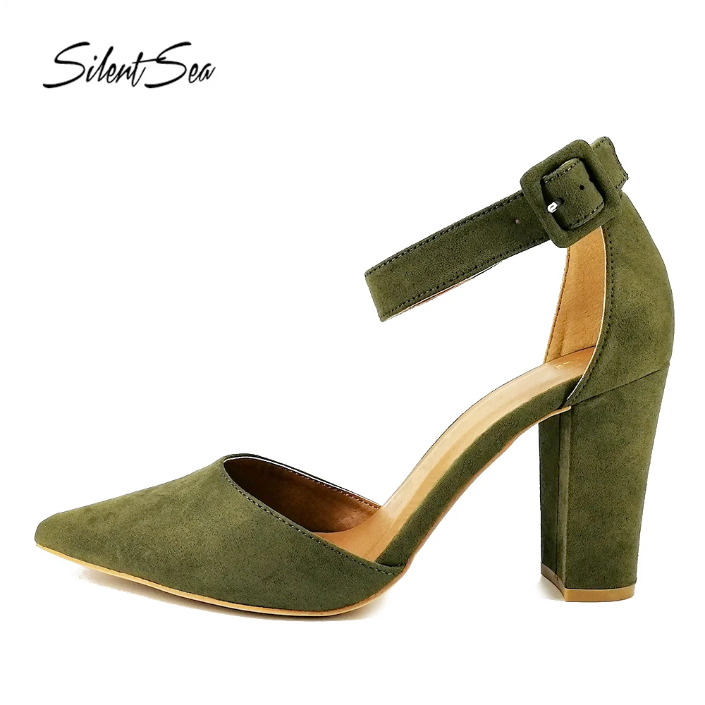 

Silentsea Women High Heel Sandals Pointed Toe Office &wedding Womens Shoes Square Heel Ladies Stilettos Buckle Style Sandals