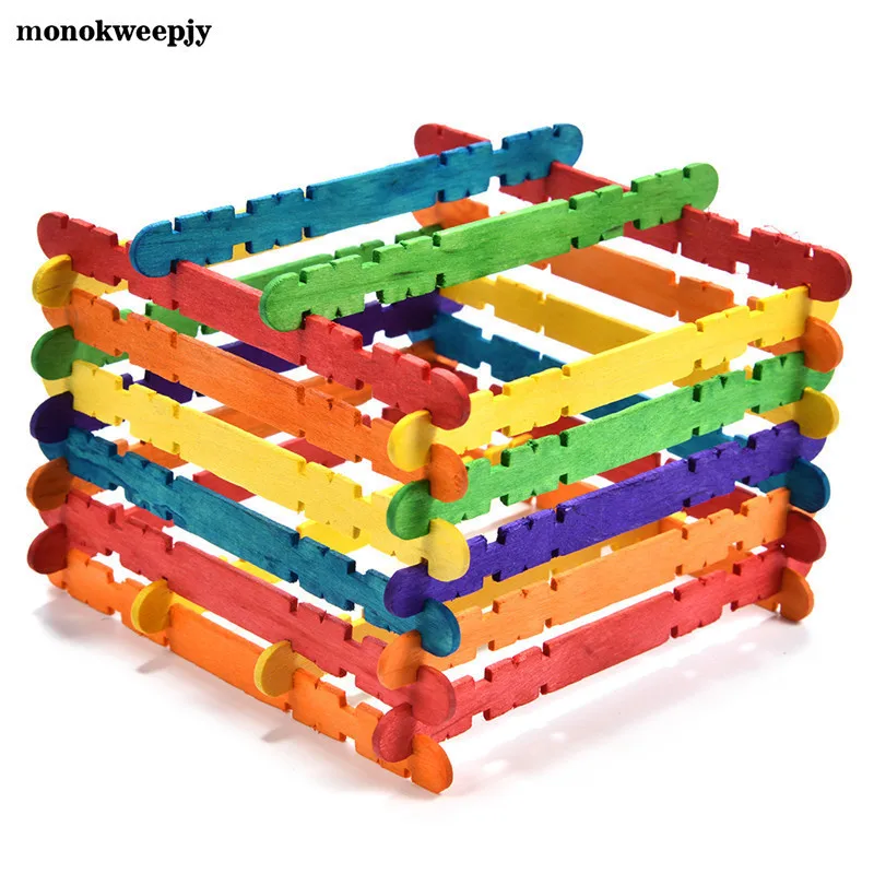 

50pcs/lot Wood Popsicle Sticks Ice Cream Lolly Molds Kids Hand Crafts Art DIY Cake Making Children Gift Wooden