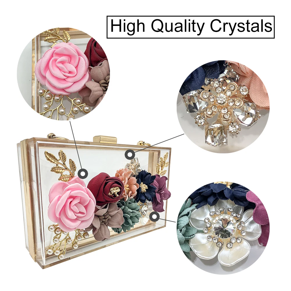 Women Luxury Evening Bags Wedding Party Pearl Flower Bride Handbag Crossbody Clear Hard Box Clutch Transparent Chain Bag Women Luxury Evening Bags Wedding Party Pearl Flower Bride Handbag Crossbody Clear Hard Box Clutch Transparent Chain Bag