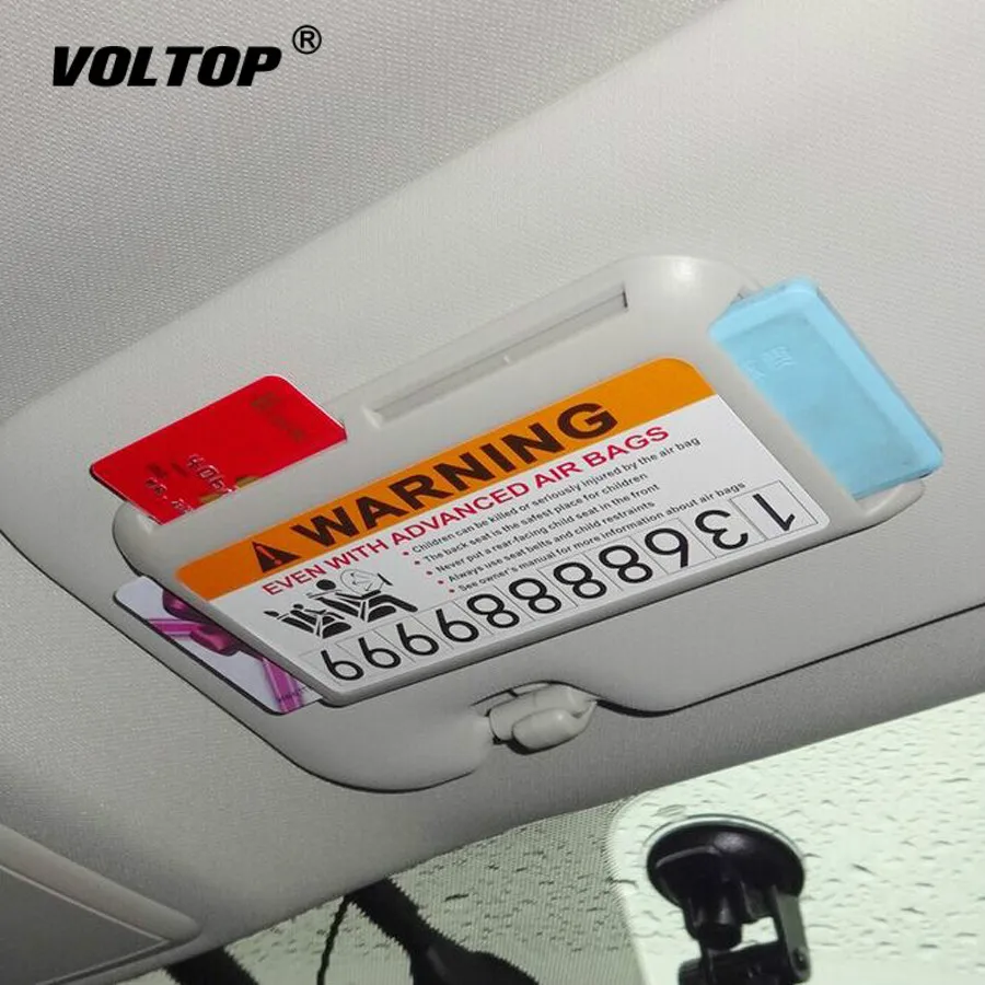 

1pcs Car Sun Visor Card Box Interior Stickers Business ID Highway Card Holder Storage Case with Temporary Car Parking Card