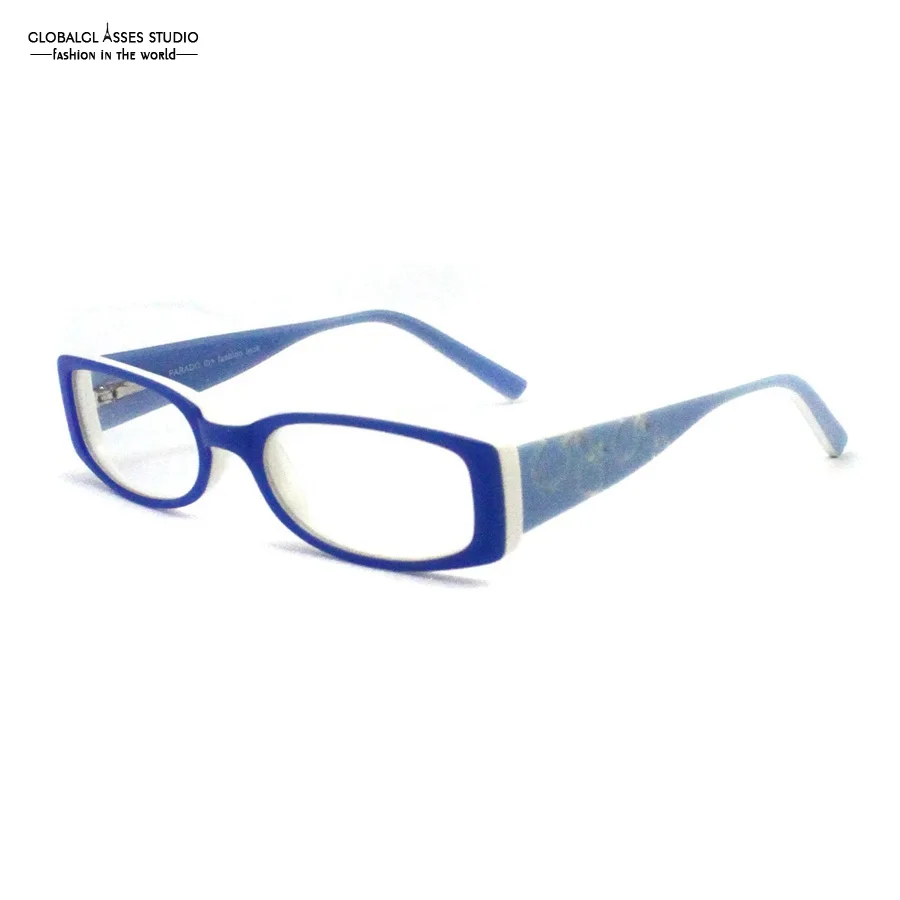 

Cute Kids' Frame Girl Acetate Rectangular Lens Spring Hinge Blue Wide Temple Apple Pattern Myopia Optical Glasses Frame Spice C1