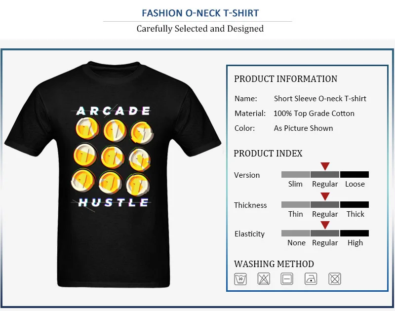 Slim Fit ARCADE HUSTLE Design T Shirt Crewneck Cotton Men's Tops & Tees Short Sleeve Summer Design Tee-Shirts Top Quality ARCADE HUSTLE