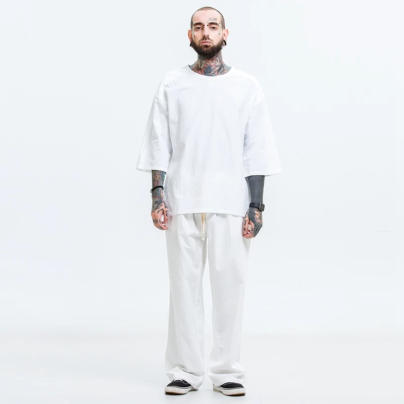 7XL 8XL Летняя мужская футболка и шорты в китайском стиле костюм Танга футболка с коротким рукавом рубашка большого размера 9XL 10XL футболки