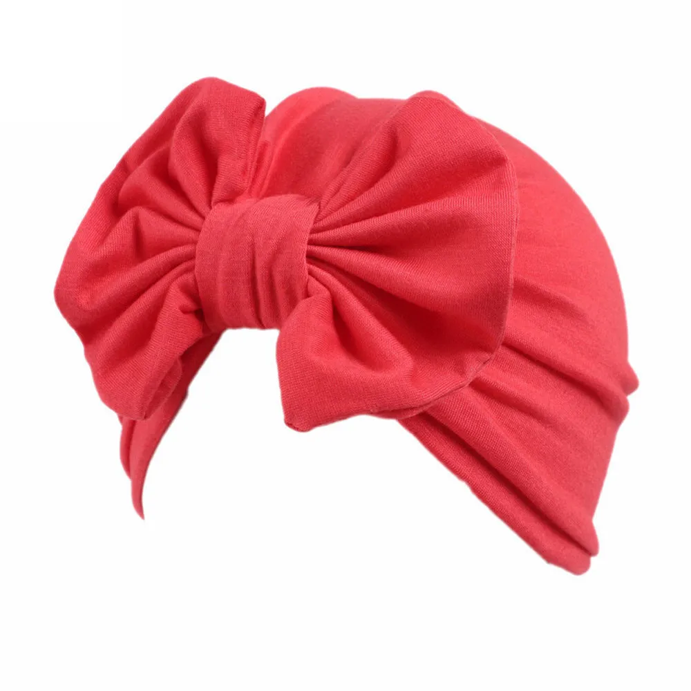 Детская шапка для девочек в стиле бохо, галстук-бабочка, шапочка, шарф, тюрбан, шапка, зимние шапки для детей, аксессуары для фотографии, мягкая шапка#5 - Цвет: Red