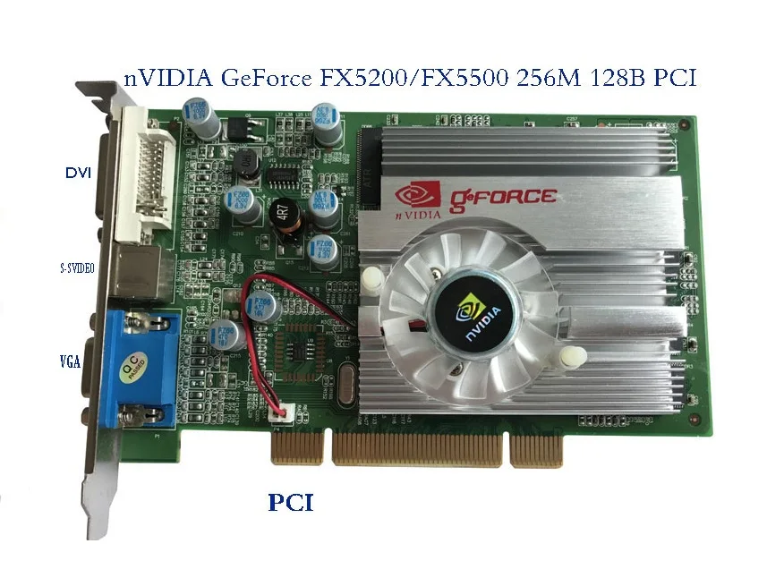 Посылка окарта nVIDIA GeForce FX5500 PCI 256 Мб бит DDR VGA/DVI|Компьютерные кабели и разъемы| |