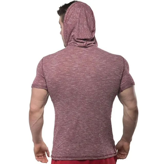 Short Sleeves Men’s Sports Hooded T-shirt - Men's Fitness Apparel, Men ...