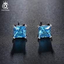 ORSA JEWELS милые серебряные серьги-гвоздики с карат синим кубическим цирконием для девушек Модные женские ювелирные изделия серьги OE155