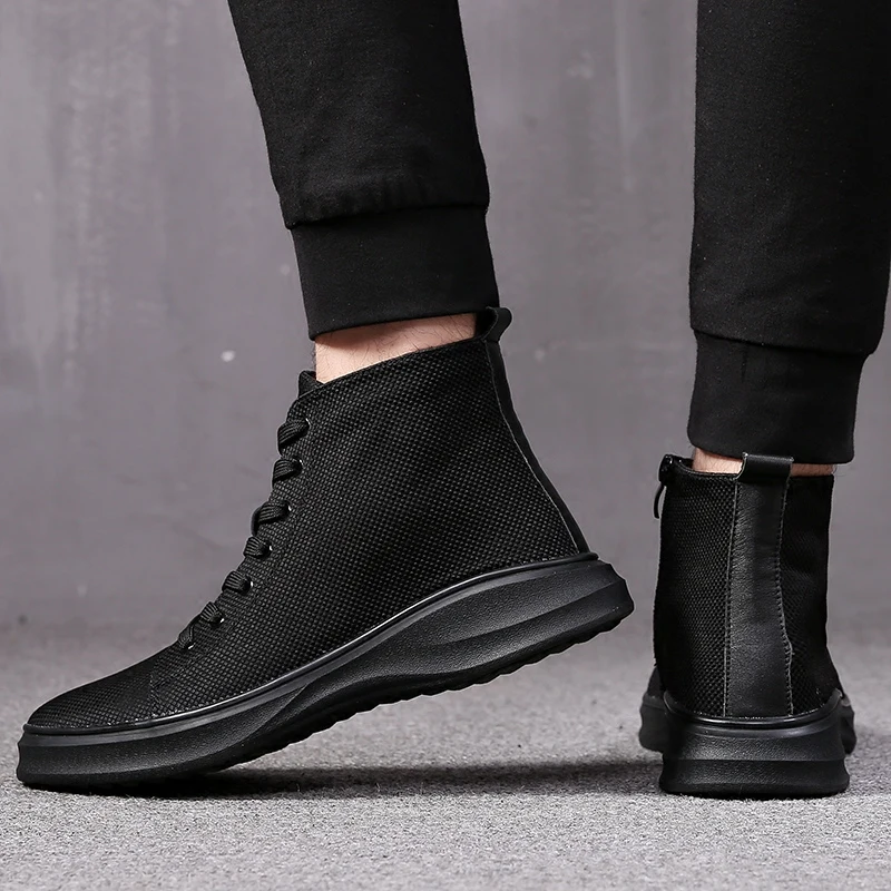 Genuínas Livre Masculina Preto Ar Respirável Lace Ao Topo Superior Sapatos Botas De Homens up Marca Primavera Mycoron 2018 outono Alta RwU7Z