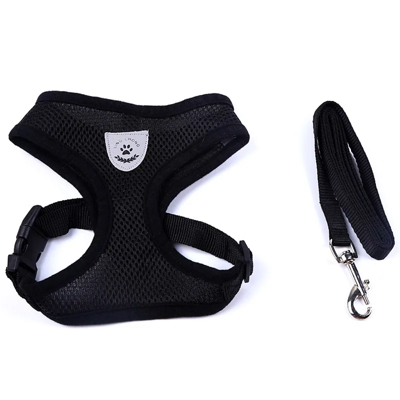 Breathable Mesh Small Dog Pet Harness and Leash Set Puppy Cat Vest Harness Collar For Chihuahua