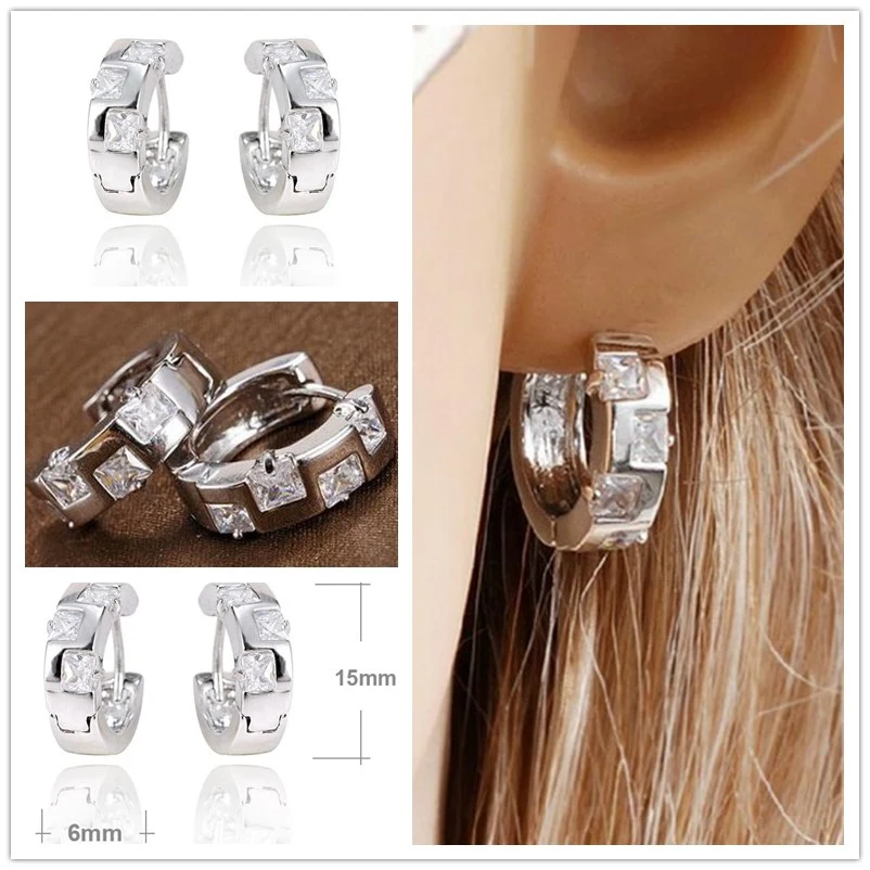 INALIS бархатные серьги-кольца для Для женщин подарок на день рождения установка с 3 мм квадратный Класс AAA+ серьги кристаллы циркония серьги I0120