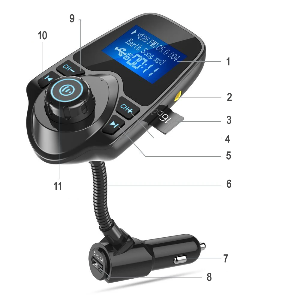 У Bluetooth гарнитура для авто с громкой fm передатчик Bluetooth приемник автомобиля Зарядное устройство Поддержка Micro SD карты Тюнинг автомобилей