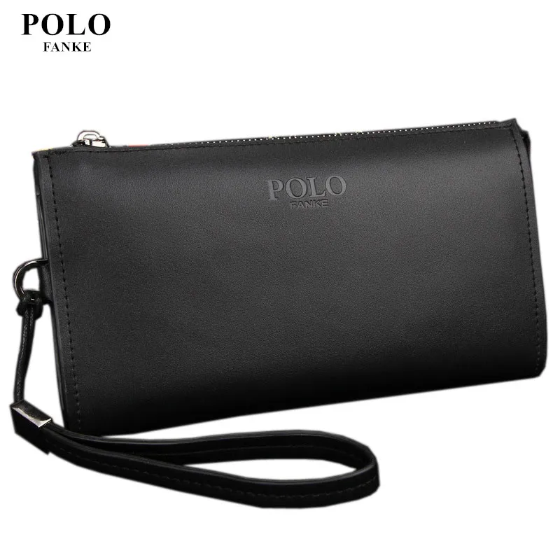 

NEW arrival Genuine Leather POLO men's wallet Vintage Designer's zipper Clutches wallet business long card purse phone bag