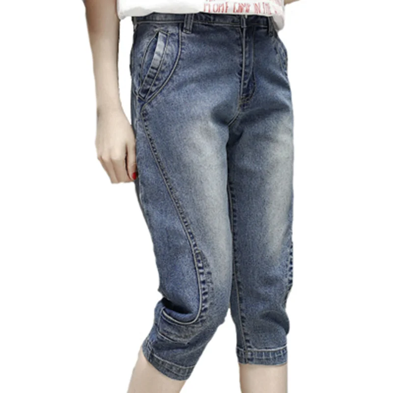 

Plus Size 5XL Summer Denim Harem Jeans Woman Pantalon Femme BF Style Casual Stretch Jeans Femme Thin Cowboy Pants Capris C4180