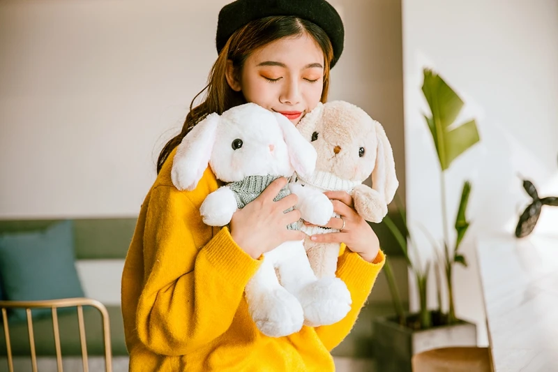 Большие Висячие уши Кролики со свитерами плюшевые игрушки милый кролик кукла мягкие животные подушка дети подарок на день рождения для девочки
