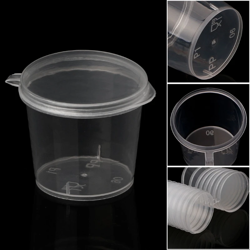 

100Pcs/Set 25ml Plastic Disposable Sauce Cups with Lid Food Storage Containers Boxes